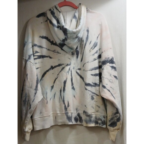 American Eagle Women’s M Tie Dye Hoodie Cropped White Gray Pink Yellow Y2K EUC - Picture 6 of 8